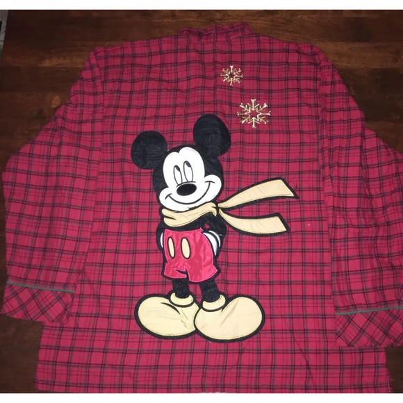 Disney Store Mickey Mouse "Winter" Plaid Flannel Button Down - XL - Picture 1 of 9